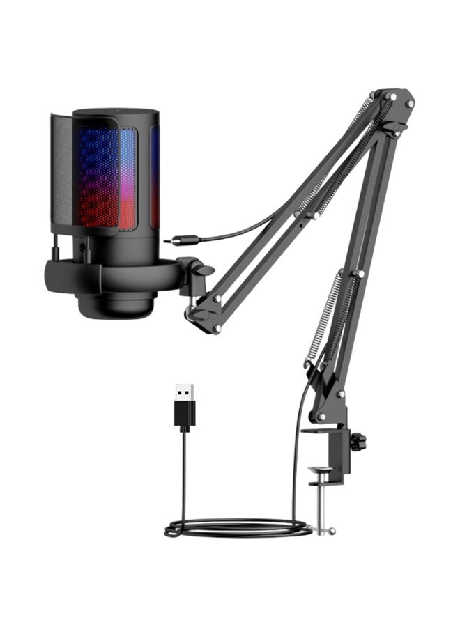 RGB Gaming USB Condenser Microphone with Boom Arm, Shock Mount, Pop Filter, Mute Button - Designed for Streaming, Podcasting, Video Production (PS4/PS5/PC Compatible, Black) - Image 1