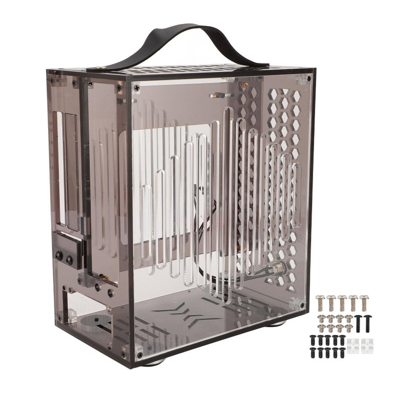 Black Mini ITX PC Case Tower with Ventilated Airflow Design Transparent Acrylic Side Panel - Image 2