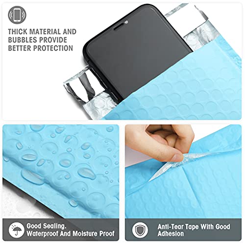 Metronic Light Blue Bubble Mailers 4x8 50Pack Small Bubble Mailers, Self-Seal Padded Envelopes, Padded mailers for Shipping, Packaging for Business Usable Size 4x7 - Image 3