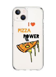 Classic Clear Case for Apple iPhone 15 Hybrid Soft Case Flexible Edges Anti Drop TPU PC Gel Thin Transparent Cover [ Designed for Apple iPhone 15 ] - I Love Pizza (White)