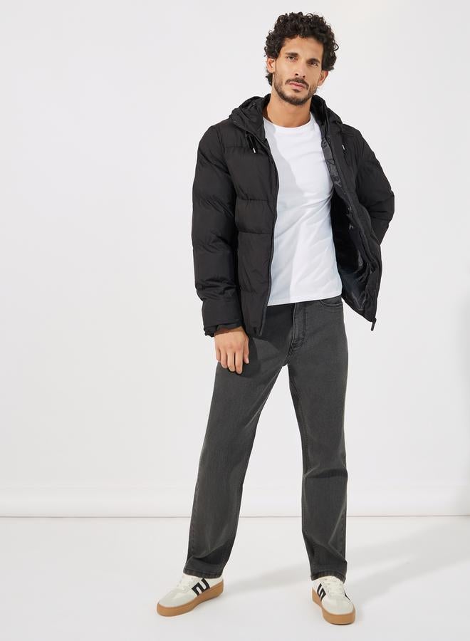 Styli Quilted Hooded Heavy Puffer Jacket with Front Zip - Image 2