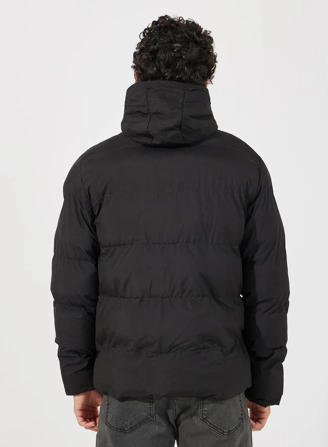 Styli Quilted Hooded Heavy Puffer Jacket with Front Zip