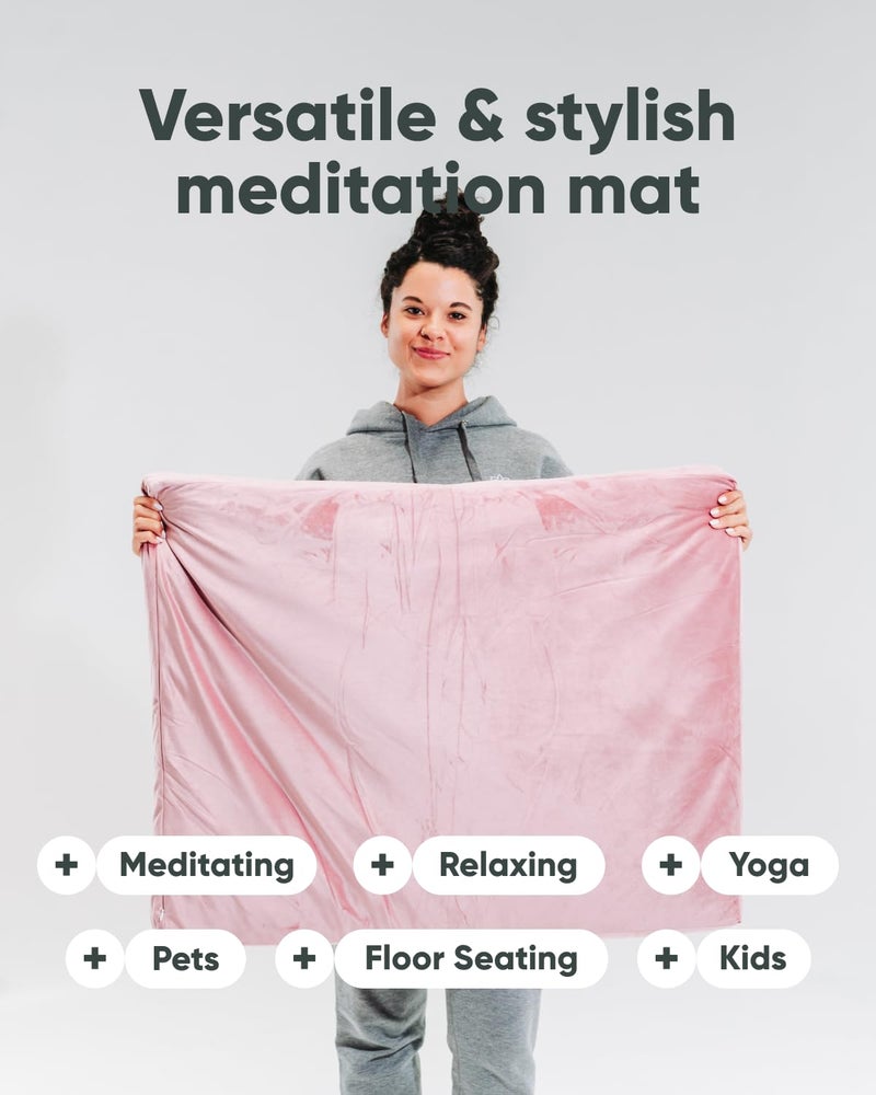 Mindful Modern Velvet Zabuton Meditation Mat | Large Rectangular Yoga Floor Cushion Pillow for Kneeling or Sitting Support | Removable Washable Cover | Perfect Zafu or Bench Complement | Color Pink - Image 5