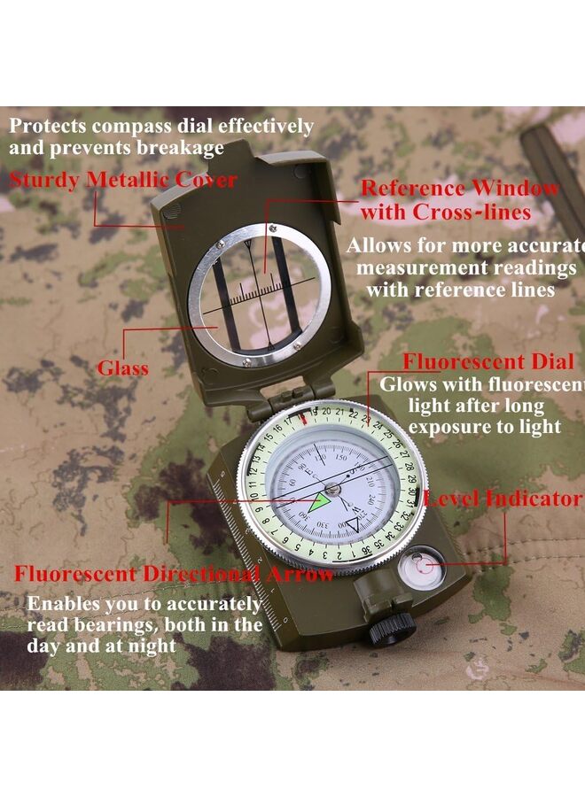 LAMAY Compass Hiking Survival | Lensatic Military Sighting Orienteering Compass | Backpacking Navigation Compass | Boy Scout Compass for Kids | Professional Compass for Hiking Camping Hunting - Image 3