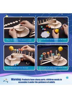 Pllieay Solar System Model Foam Ball Kit Includes 12 Color Pigments, Palette, 18Pcs Mixed Sized Polystyrene Spheres Balls, Toothpick Flag, Painting Brushes, Bamboo Sticks For School Science Projects  - Image 4