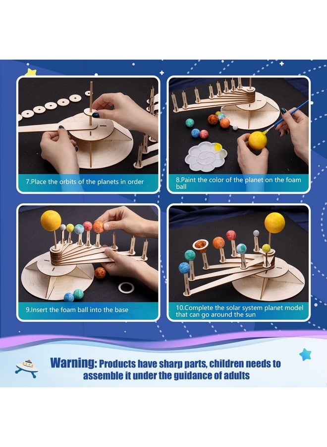 Pllieay Solar System Model Foam Ball Kit Includes 12 Color Pigments, Palette, 18Pcs Mixed Sized Polystyrene Spheres Balls, Toothpick Flag, Painting Brushes, Bamboo Sticks For School Science Projects - Image 4