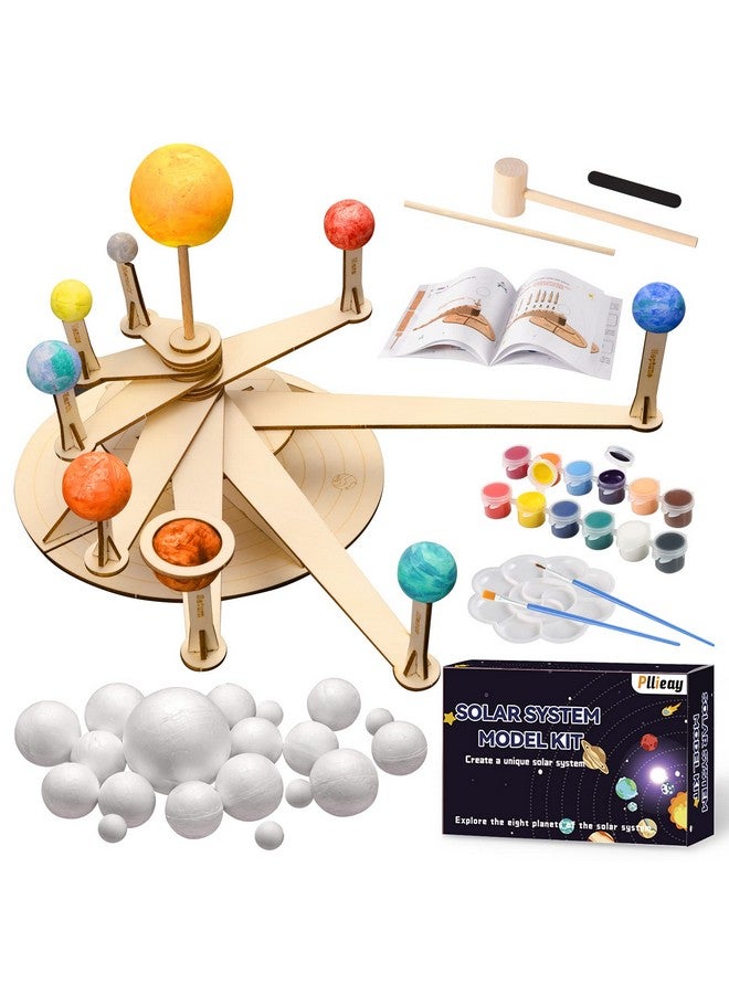 Pllieay Solar System Model Foam Ball Kit Includes 12 Color Pigments, Palette, 18Pcs Mixed Sized Polystyrene Spheres Balls, Toothpick Flag, Painting Brushes, Bamboo Sticks For School Science Projects - Image 1