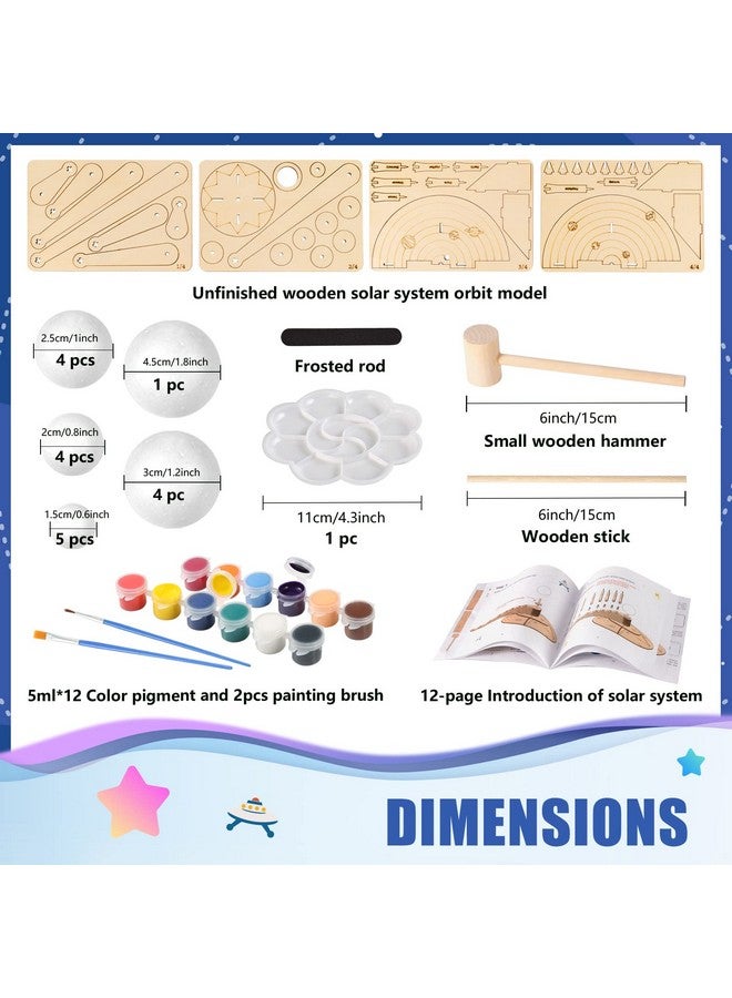 Pllieay Solar System Model Foam Ball Kit Includes 12 Color Pigments, Palette, 18Pcs Mixed Sized Polystyrene Spheres Balls, Toothpick Flag, Painting Brushes, Bamboo Sticks For School Science Projects - Image 2