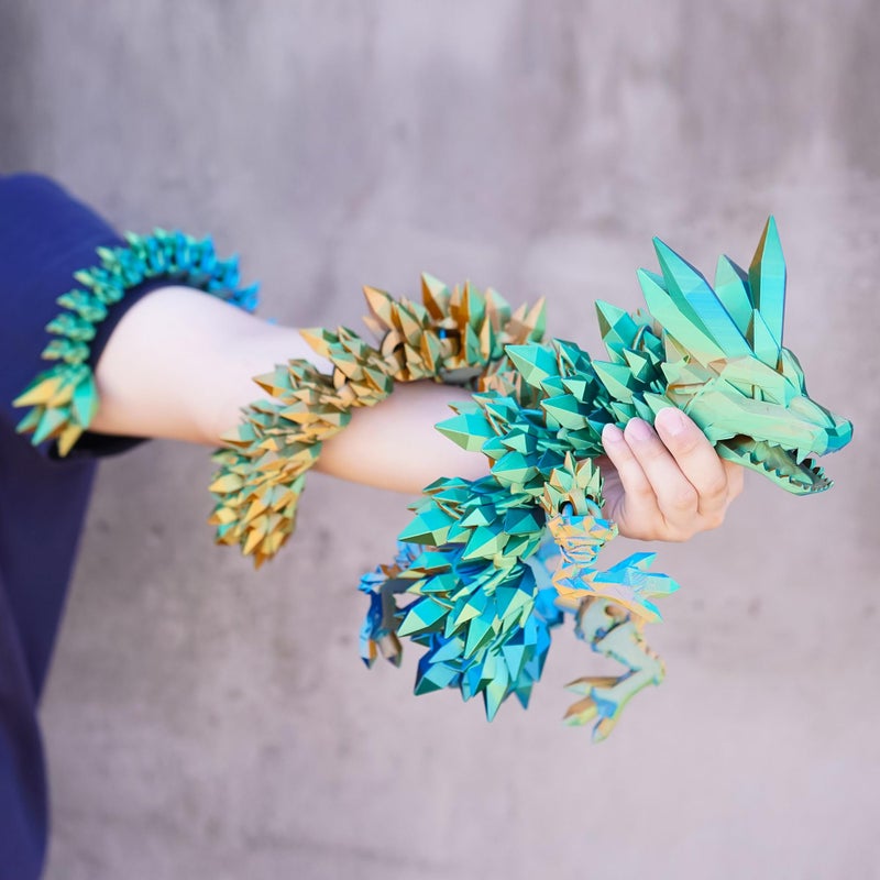LUYUCUBE Super Large 3D Printed Crystal Dragon with Movable joint488inchFlexible Realistic Articulated Animal Fidget ToysMystery Figurines GiftsExecutive Desk Dcor and Festival Collectible Active mouth - Image 3