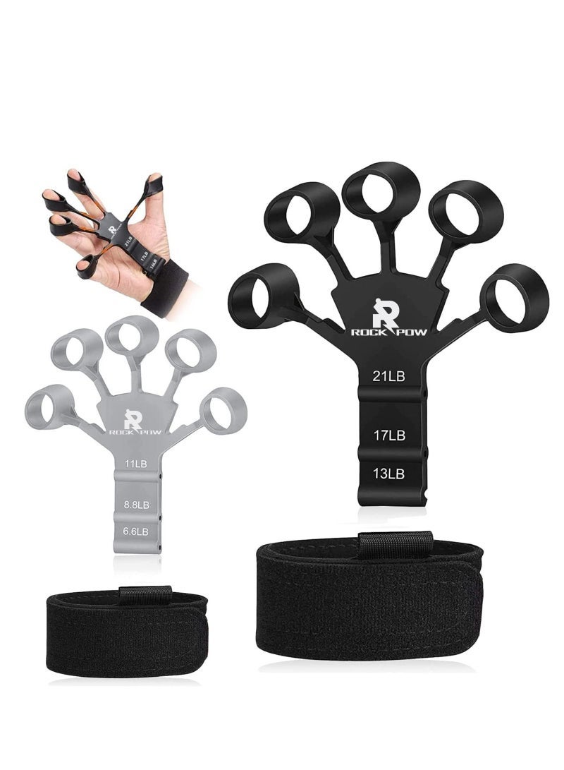 كابتن تيك قطعتان من مقوي قبضة اليد ، جهاز تمرين الأصابع القابل للتعديل وقبضة نقالة الأصابع ، شريط مقاومة الأصابع ، تدريب تمديد انثناء الأصابع ، يخفف آلام المعصم والإبهام (قطعتان) - Image 1