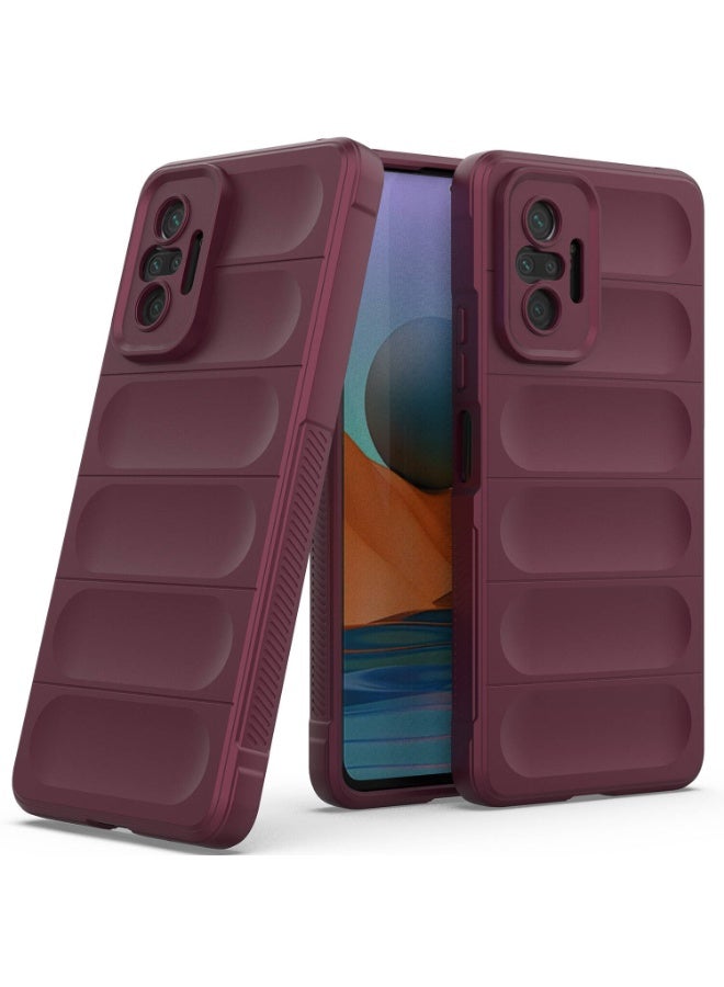 Premium Protection Back Silicone Case Compatible with Xiaomi Redmi Note 10 Pro 4G/Note 10 Pro Max Magic Shield Shockproof Case with Camera Protection (wine Red) - Image 1