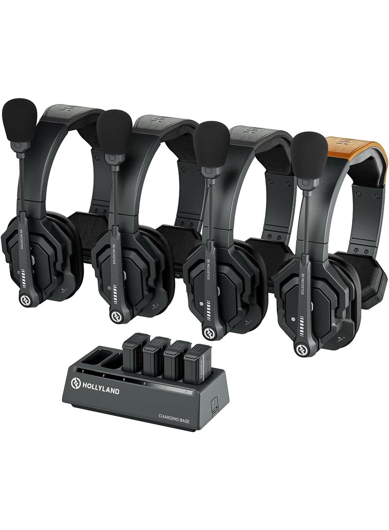 Hollyland Solidcom SE Global 4S Wireless Intercom System – 4-Person Single-Ear, Full-Duplex, ENC Noise-Canceling Headsets, Professional Team Communication for Film, TV, and Live Events - Image 1