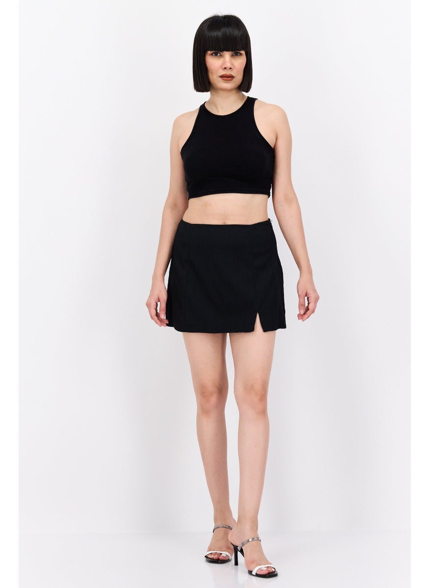 rvca Women Textured Mini Skirt, Black  - Image 4