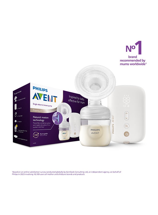Single Electric Breast Pump Rechargeable| 3 Pin | No.1 Brand Recommended By Moms Worldwide | Natural Motion Technology For Quicker Milk Flow