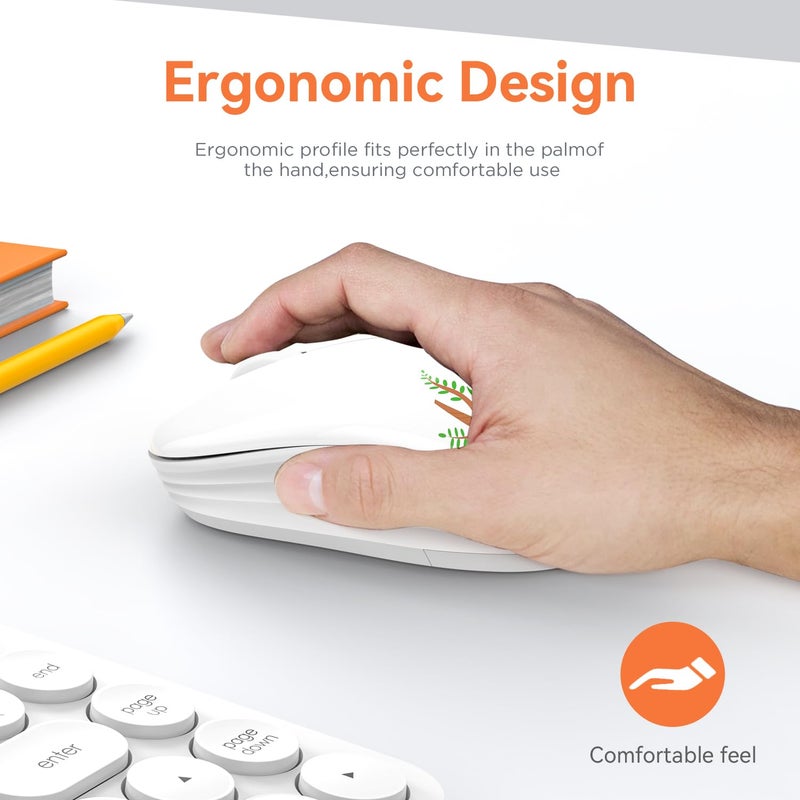 FMOUSE Cute Wireless Mouse, Dual Mode, Bluetooth & 2.4GHz USB Receiver, Silent Clicks, AA-Battery Powered, Handy & Durable, Lovely Little Fox Pattern for Kids and Students on Laptops, Mac, iPad, PC - Image 5