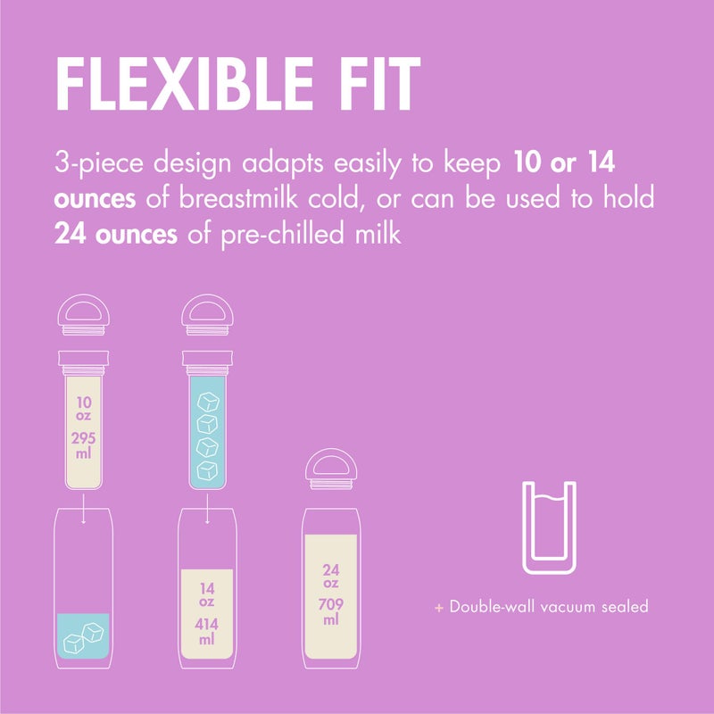 Boon Frosh Portable Breast Milk Chiller - Stainless Steel Cooler and Storage Container - Purple - Keeps Milk Cold for up to 17 Hours - Image 3