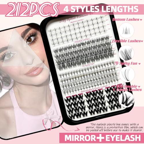 QUKLOGEN طقم تمديد الرموش QUKLOGEN DIY 782 قطعة د Curl 4 أنماط رموش فردية مع مجموعات رموش سفلية ، لاصق رموش و Seal ، مزيل لاصق سريع ، ملاقط فرشاة رموش صغيرة (LASH001) - Image 3