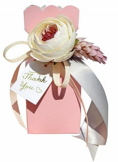 Excefore Favor Boxes, 20Pcs DIY Wedding Favors Candy Boxes with Ribbon and Flower for Wedding, Birthday Party, Engagement, Bridal Shower Princess Pink  - Image 1