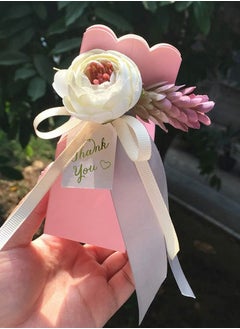 Excefore Favor Boxes, 20Pcs DIY Wedding Favors Candy Boxes with Ribbon and Flower for Wedding, Birthday Party, Engagement, Bridal Shower Princess Pink  - Image 5