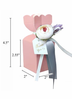 Excefore Favor Boxes, 20Pcs DIY Wedding Favors Candy Boxes with Ribbon and Flower for Wedding, Birthday Party, Engagement, Bridal Shower Princess Pink  - Image 3