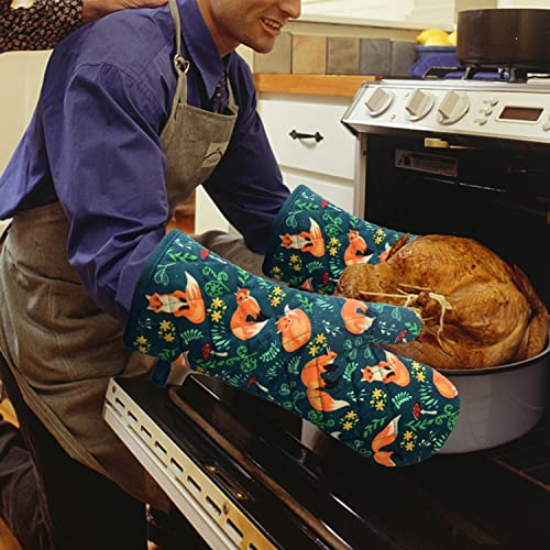 RED LMLDETA Oven Mitts Cotton Fashion Cute Fox Design 1 pair Heat Resistant Oven Gloves Safe Cooking Baking Grilling Barbecue Machine Washable (fox, oven mitts) - Image 3