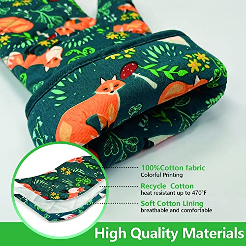 RED LMLDETA Oven Mitts Cotton Fashion Cute Fox Design 1 pair Heat Resistant Oven Gloves Safe Cooking Baking Grilling Barbecue Machine Washable (fox, oven mitts) - Image 4