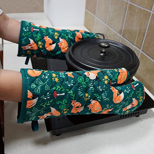 RED LMLDETA Oven Mitts Cotton Fashion Cute Fox Design 1 pair Heat Resistant Oven Gloves Safe Cooking Baking Grilling Barbecue Machine Washable (fox, oven mitts) - Image 5