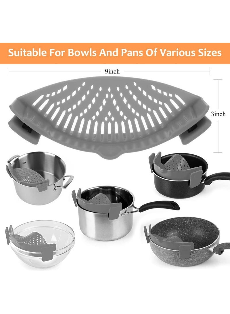 Clip on Strainer for All Pots Pan,Silicone Pasta Strainer Kitchen Gadgets,Collapsible Colander for Noodle,Vegetables,Fruit,Spaghetti - Image 2
