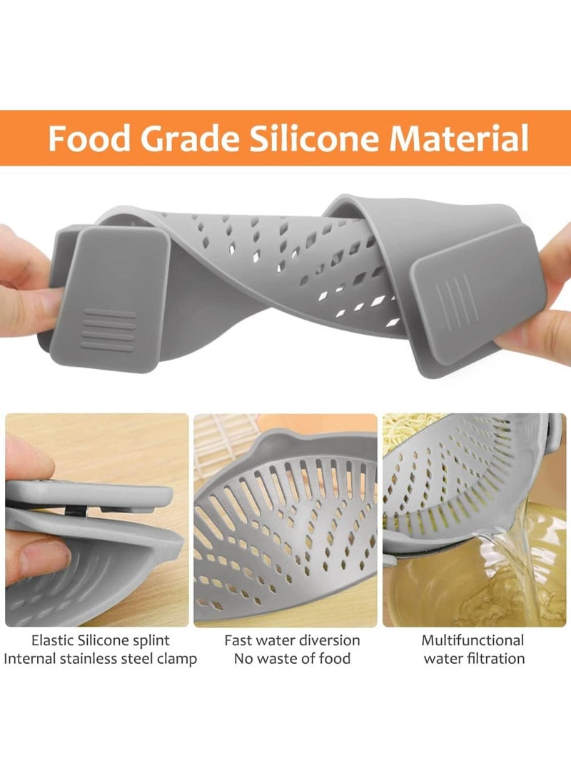 Clip on Strainer for All Pots Pan,Silicone Pasta Strainer Kitchen Gadgets,Collapsible Colander for Noodle,Vegetables,Fruit,Spaghetti - Image 5