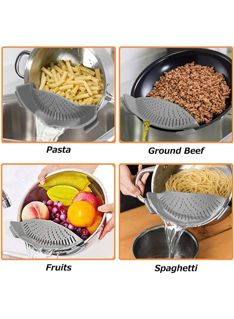 Clip on Strainer for All Pots Pan,Silicone Pasta Strainer Kitchen Gadgets,Collapsible Colander for Noodle,Vegetables,Fruit,Spaghetti - Image 4