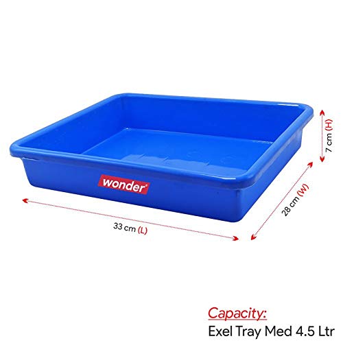 Wonder Homeware Exel Medium Rectangular Multipurpose Organising & Storage Tray Set, 4 pc Set, Blue Color, - Image 2