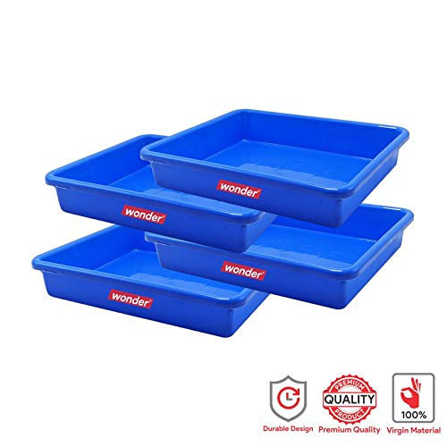 Wonder Homeware Exel Medium Rectangular Multipurpose Organising & Storage Tray Set, 4 pc Set, Blue Color, - Image 3