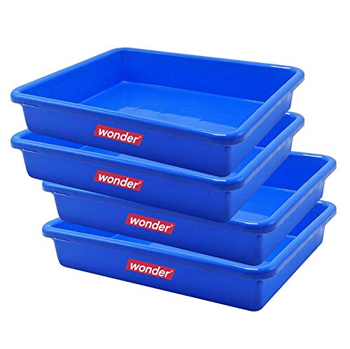 Wonder Homeware Exel Medium Rectangular Multipurpose Organising & Storage Tray Set, 4 pc Set, Blue Color, - Image 1