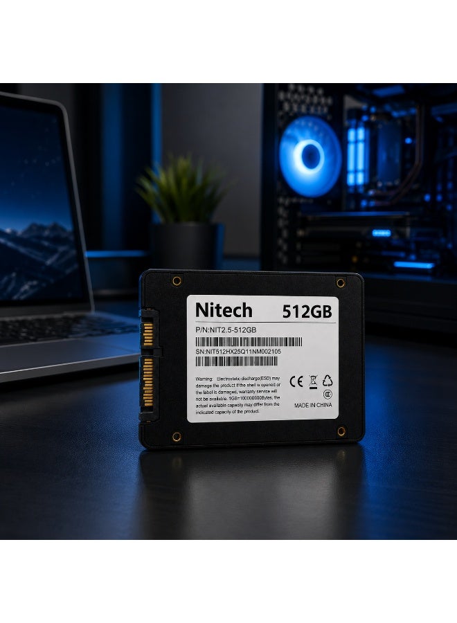 نيتك نيتيك SSD داخلي 512 جيجابايت SATA III مقاس 2.5 بوصة للابتوب والكمبيوتر المكتبي أسود - Image 3