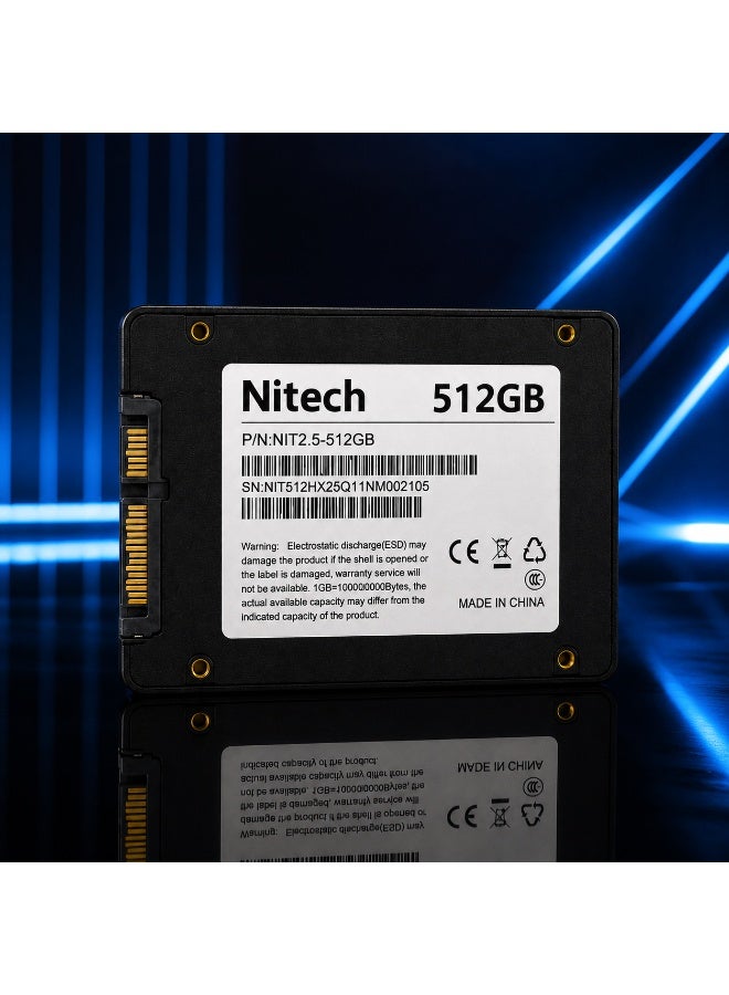 نيتك نيتيك SSD داخلي 512 جيجابايت SATA III مقاس 2.5 بوصة للابتوب والكمبيوتر المكتبي أسود - Image 2