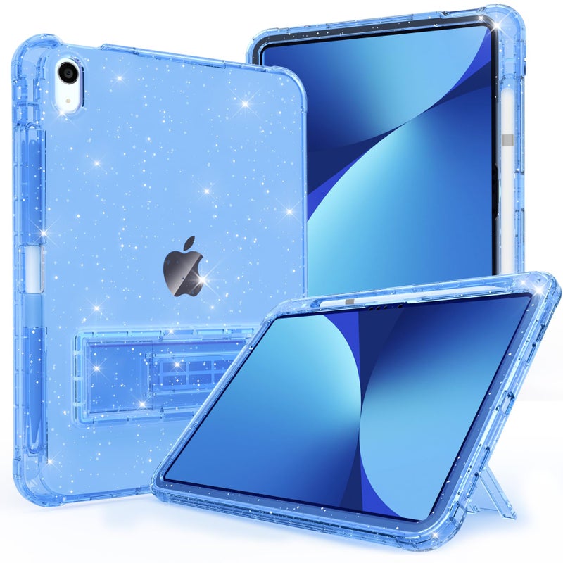 Rantice Case for iPad A16 11-inch 11th Generation, iPad 10th Generation Case 10.9 Inch, Pencil Holder & Kickstand - Slim, Glittery and Shockproof Bumper for Women and Girls, Blue Glitter - Image 1