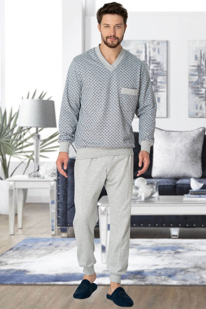 Mecit Pijama Mecit 2766 Gray Plus Size Men's Pajama Set 