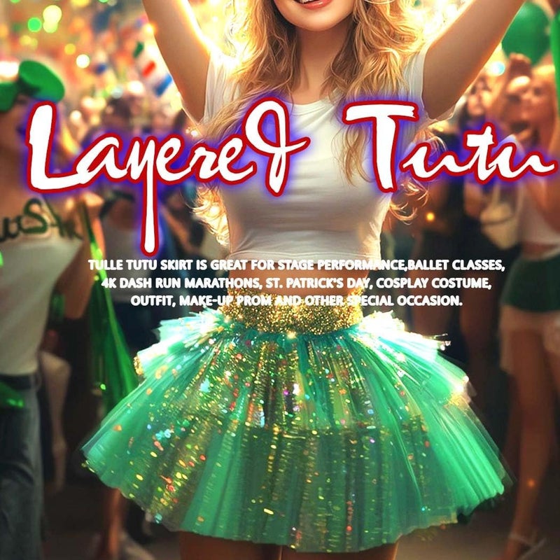 REETAN Christmas Tulle Tutu Skirt Ballet Layered Dance Skirt for Women - Image 2