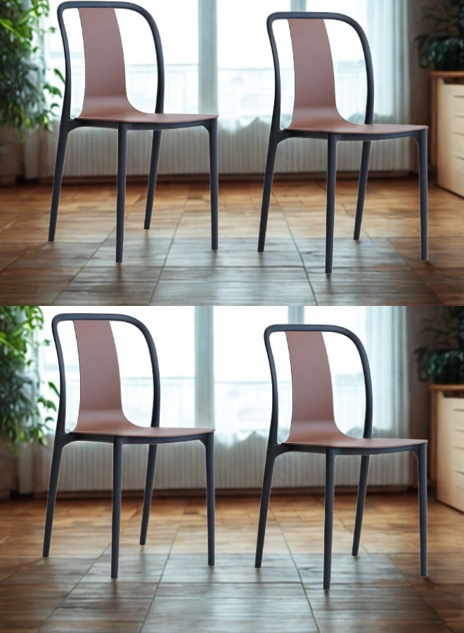 SMART HOME Modern Design 4-Piece Fiber Chair Set with Sturdy Legs - 45x45x80 cm | Durable Seat for Office, Dining Room, Coffee Shop, Garden, and Outdoor Lounges - Image 1