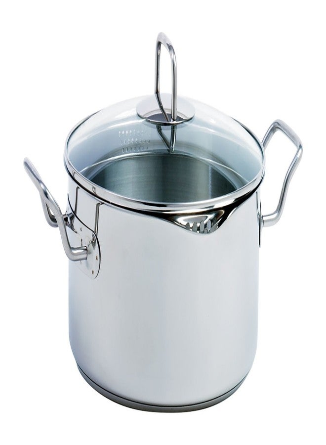 Norpro KRONA 5 Quart Vented Pot with Straining Lid, Stainless Steel,645,Silver - Image 1