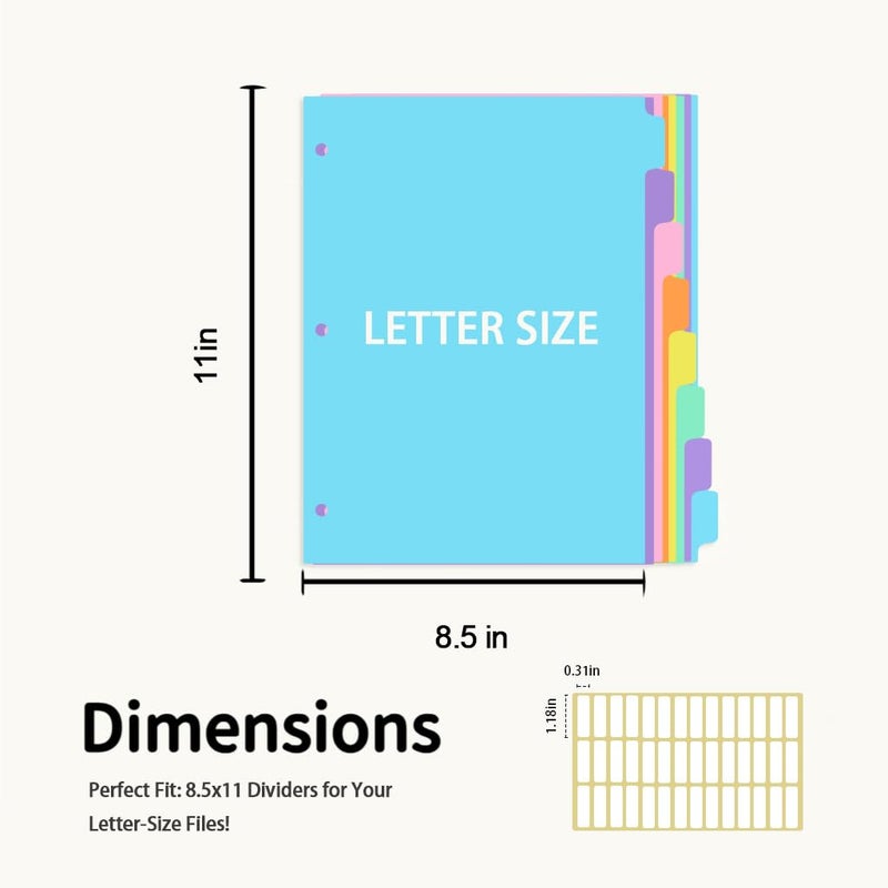 LIMANLIRY 8-tabs 2 Set Binder Dividers with Tabs,Fit 8.5" X 11" Letter Size Plastic Index with Label,Color Dividers for 3 Ring Binder (Total 16 Pcs) - Image 2