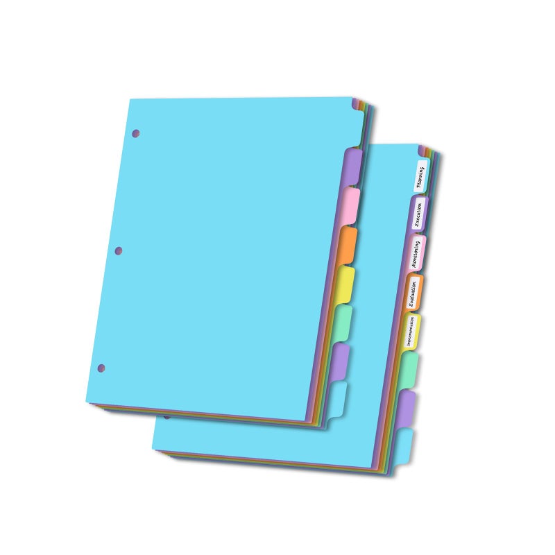 LIMANLIRY 8-tabs 2 Set Binder Dividers with Tabs,Fit 8.5" X 11" Letter Size Plastic Index with Label,Color Dividers for 3 Ring Binder (Total 16 Pcs) - Image 1