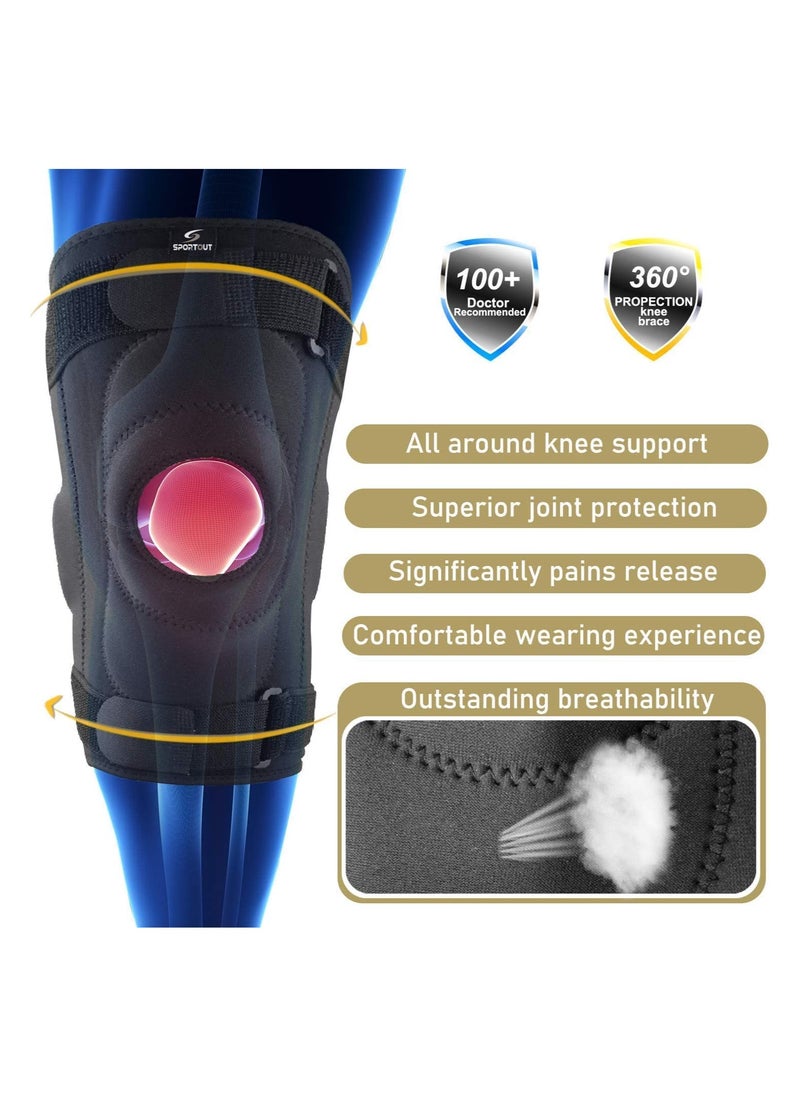 SYOSI Adjustable Aluminum Hinged Knee Brace Support for Sports, Ideal for Men and Women, Removable Design for Comfort  - Image 2