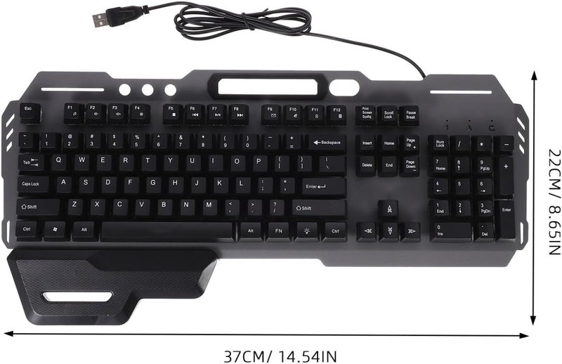 Wired Backlit Gaming Keyboard USB Full Size 104-key LED Keyboard for PC Gaming and Office Use Ergonomic Design Computer Game Hardware - Image 2