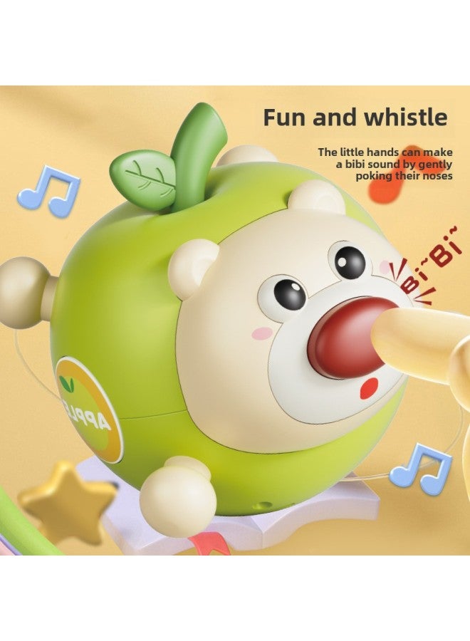 Baby Apple Tumbler Rattle Soothing Bite Molars Soft Rubber Puzzle Early Education Baby Vocalization Hand Catch Ball Toy-Color:Apple Bear Tumbler (red)  - Image 4