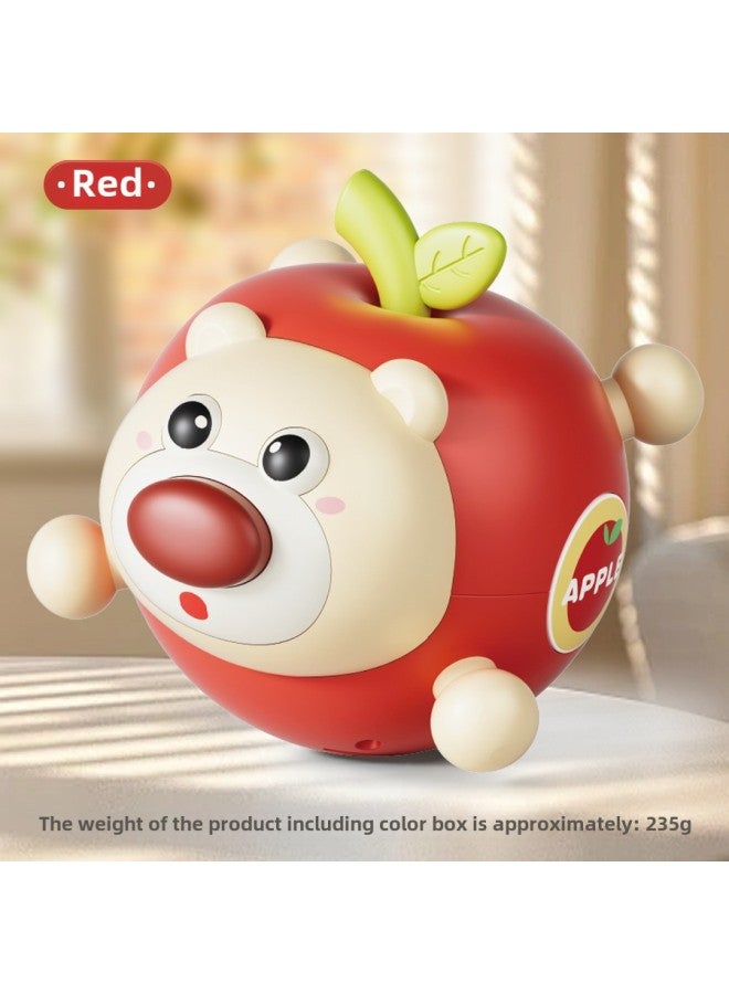 Baby Apple Tumbler Rattle Soothing Bite Molars Soft Rubber Puzzle Early Education Baby Vocalization Hand Catch Ball Toy-Color:Apple Bear Tumbler (red)  - Image 1