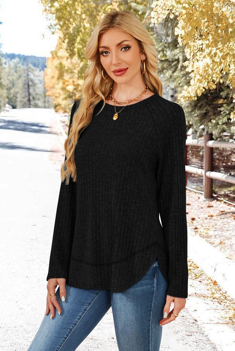 WIHOLL Plus Size Tops for Women Long Sleeve Shirts Ladies Fashion Fall Tunic Sweaters Winter Clothing Spring Outfits Black 2XL - Image 3
