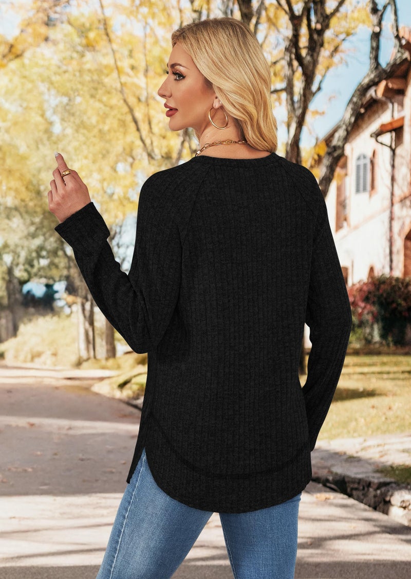 WIHOLL Plus Size Tops for Women Long Sleeve Shirts Ladies Fashion Fall Tunic Sweaters Winter Clothing Spring Outfits Black 2XL - Image 5