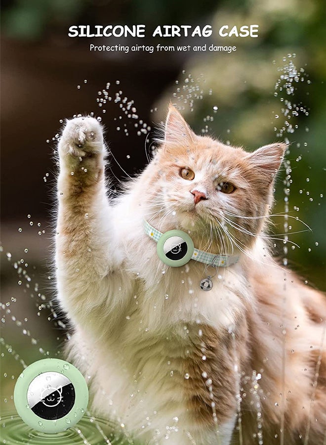 VINSOC Cat Collar Airtag Cat Collar with Bell and Safety Buckle in 7.8/13" Length Collar with Waterproof Airtag Holder Dog Puppy Green - Image 4