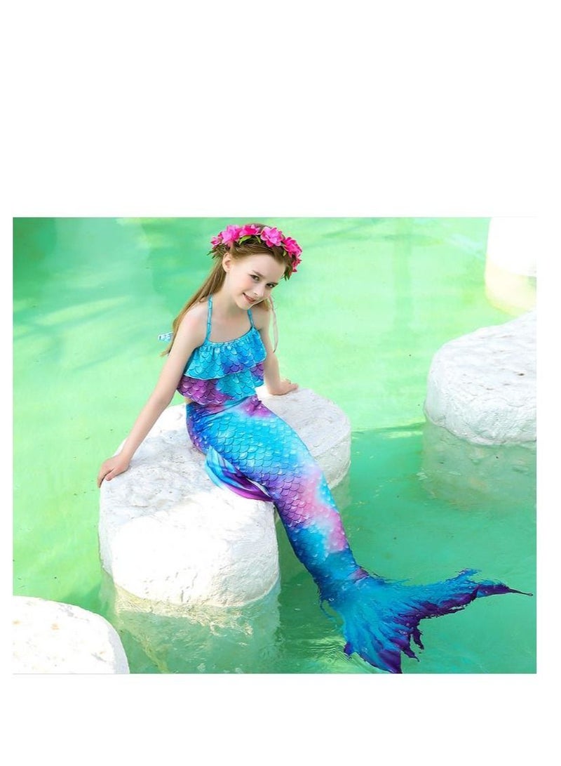XiuWoo 3-Piece Mermaid Bathing Swimsuit Set 130CM - Image 1
